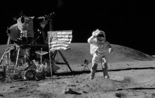 John Young Walking on Moon Surface During Apollo 16 Mission